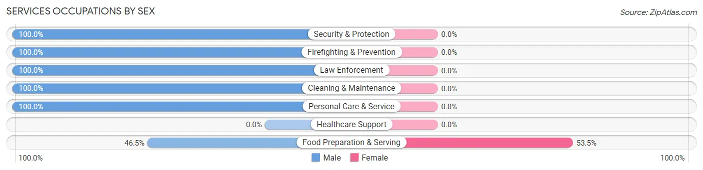 Services Occupations by Sex in Zip Code 53122
