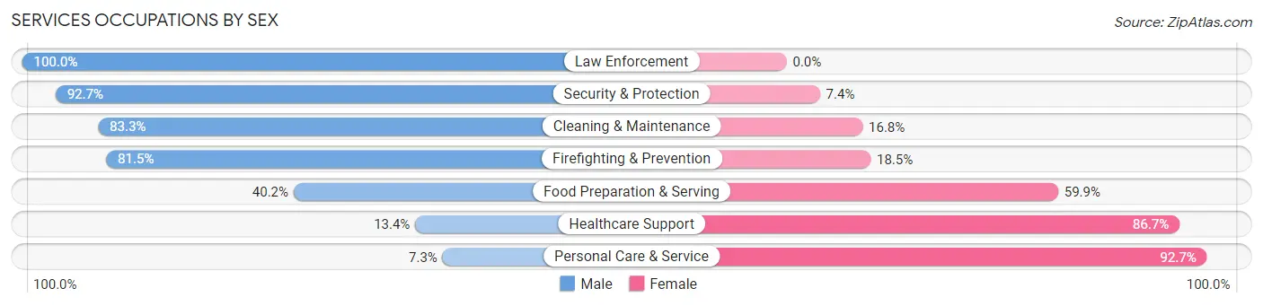 Services Occupations by Sex in Zip Code 53144