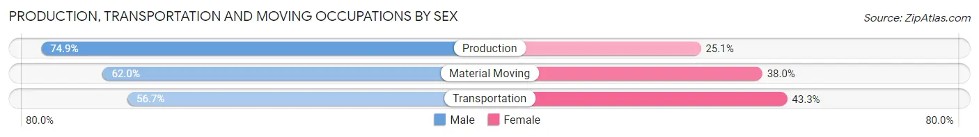 Production, Transportation and Moving Occupations by Sex in Zip Code 53146