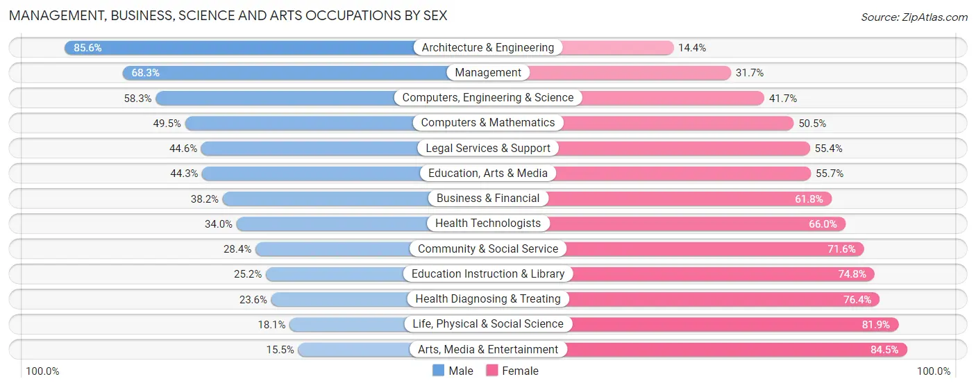 Management, Business, Science and Arts Occupations by Sex in Zip Code 53147