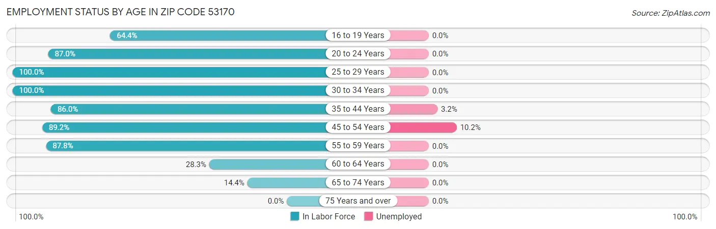 Employment Status by Age in Zip Code 53170