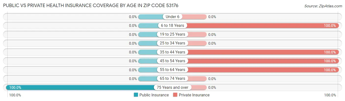 Public vs Private Health Insurance Coverage by Age in Zip Code 53176
