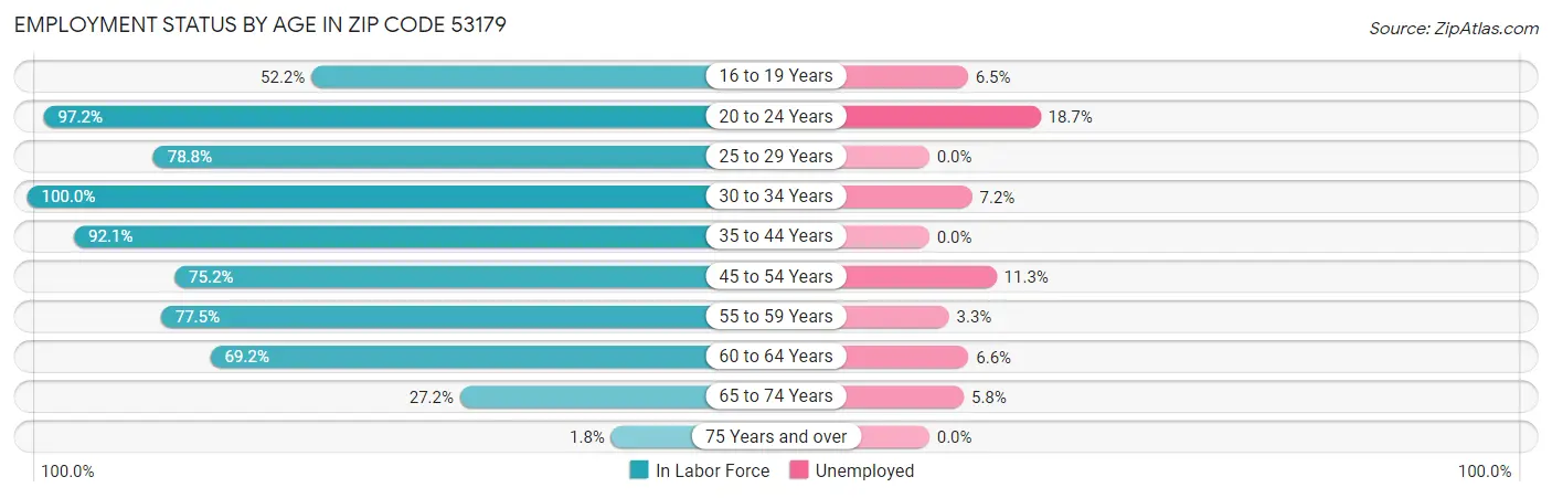 Employment Status by Age in Zip Code 53179