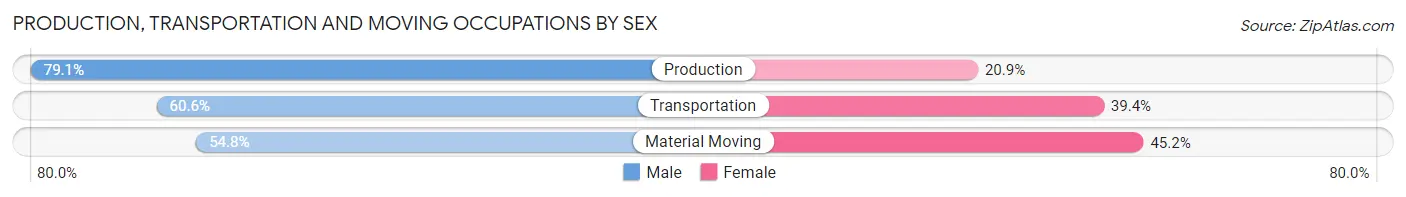 Production, Transportation and Moving Occupations by Sex in Zip Code 53184