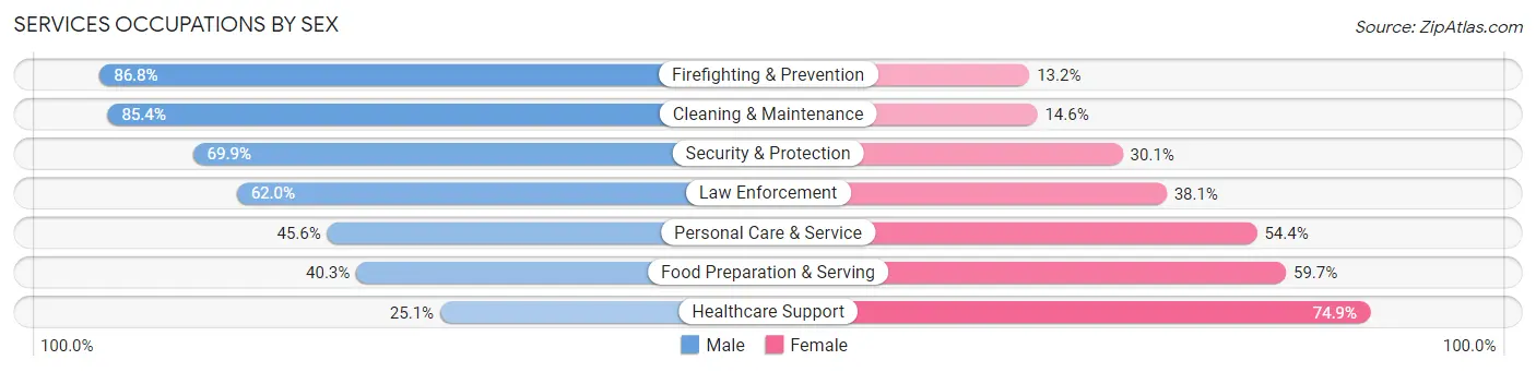 Services Occupations by Sex in Zip Code 53185