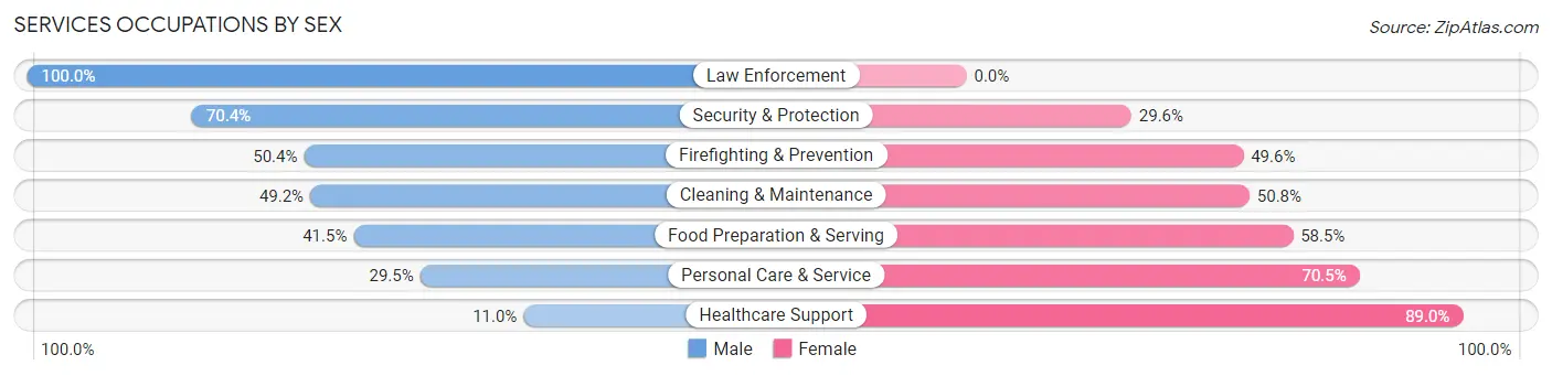 Services Occupations by Sex in Zip Code 53190