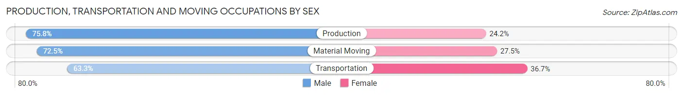 Production, Transportation and Moving Occupations by Sex in Zip Code 53205