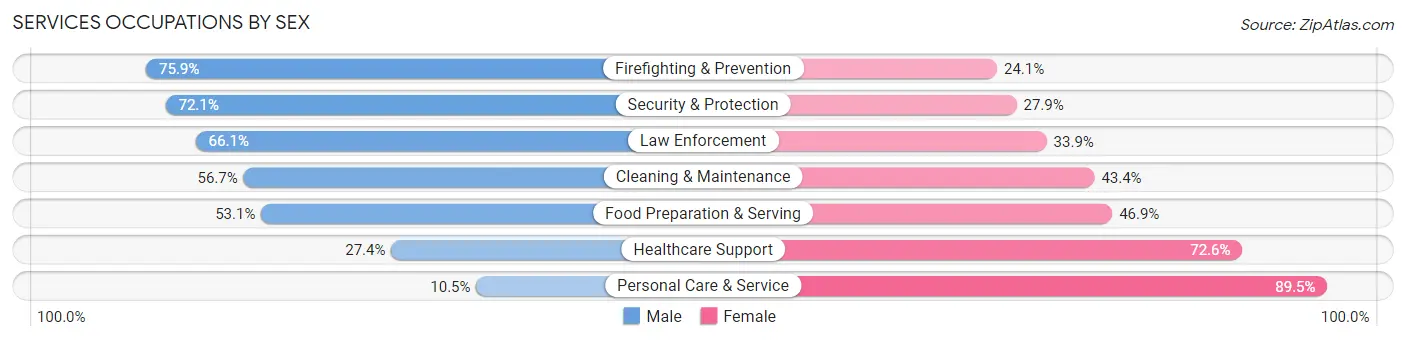 Services Occupations by Sex in Zip Code 53225
