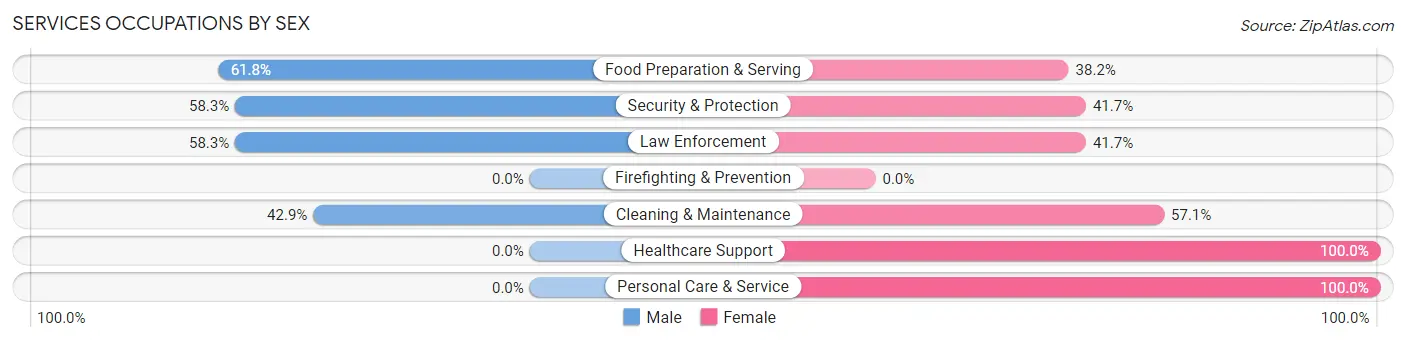 Services Occupations by Sex in Zip Code 53537