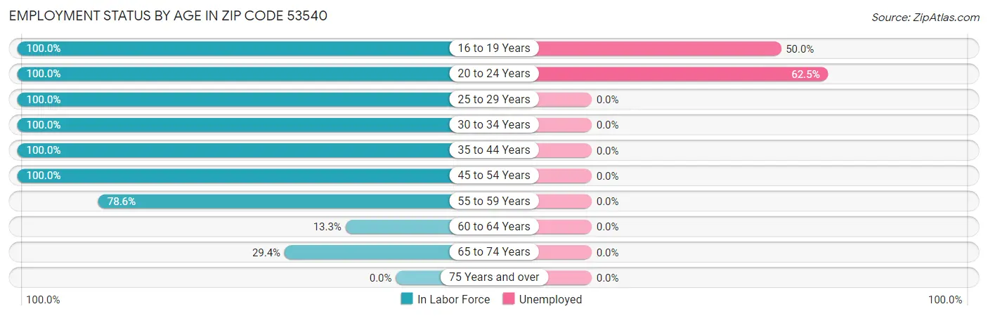 Employment Status by Age in Zip Code 53540