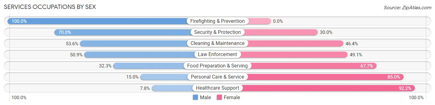 Services Occupations by Sex in Zip Code 53546