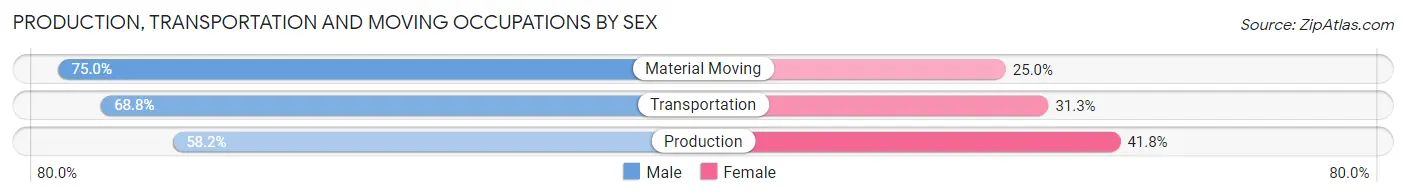 Production, Transportation and Moving Occupations by Sex in Zip Code 53554