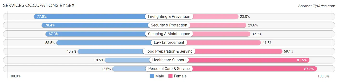 Services Occupations by Sex in Zip Code 53575