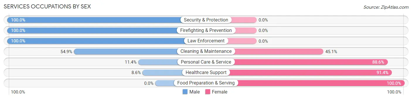 Services Occupations by Sex in Zip Code 53576