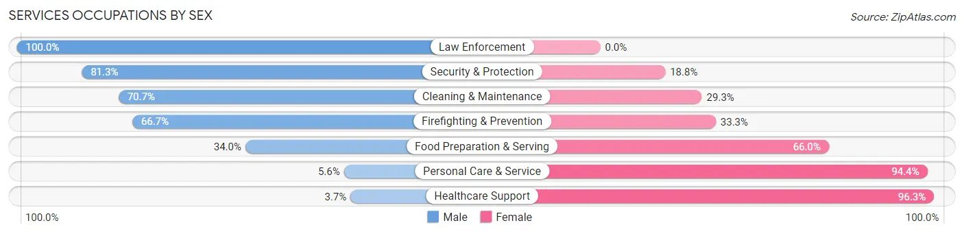 Services Occupations by Sex in Zip Code 53588