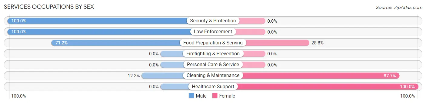 Services Occupations by Sex in Zip Code 53598