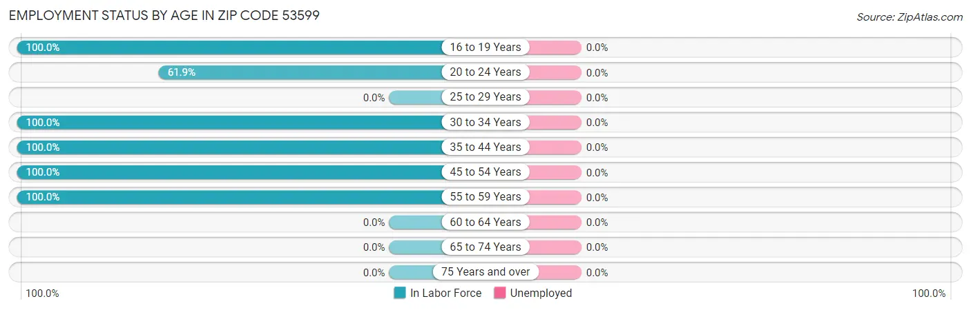 Employment Status by Age in Zip Code 53599