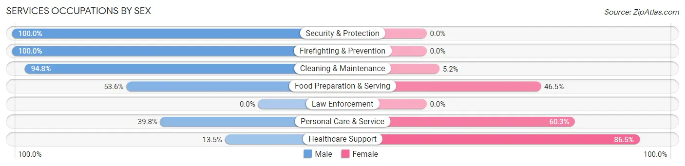 Services Occupations by Sex in Zip Code 53703