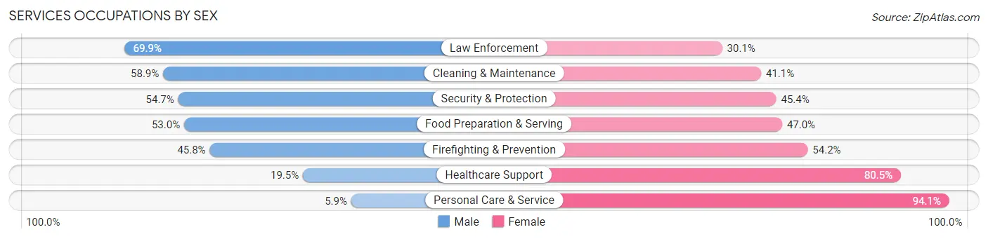 Services Occupations by Sex in Zip Code 53704