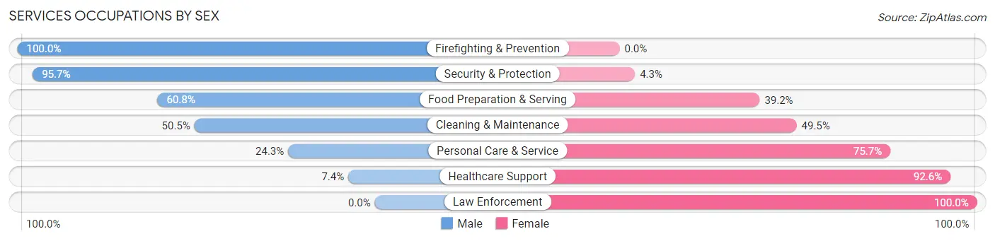 Services Occupations by Sex in Zip Code 53713