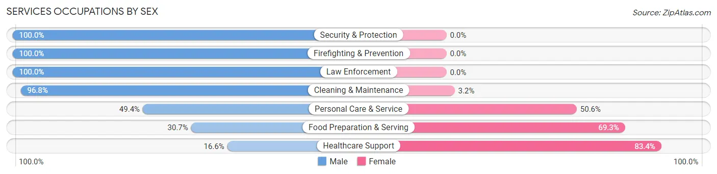 Services Occupations by Sex in Zip Code 53718