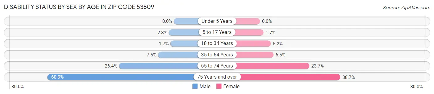 Disability Status by Sex by Age in Zip Code 53809