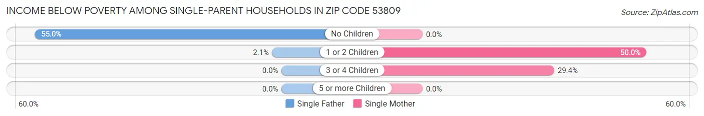 Income Below Poverty Among Single-Parent Households in Zip Code 53809