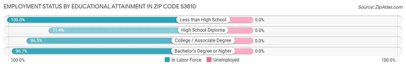 Employment Status by Educational Attainment in Zip Code 53810
