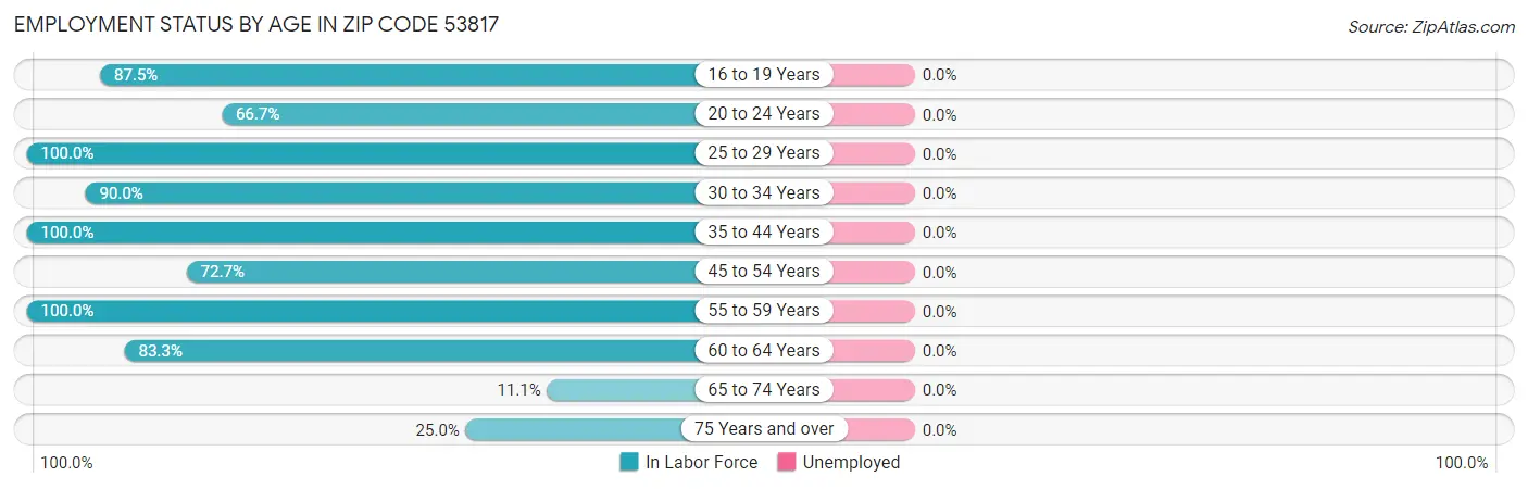 Employment Status by Age in Zip Code 53817