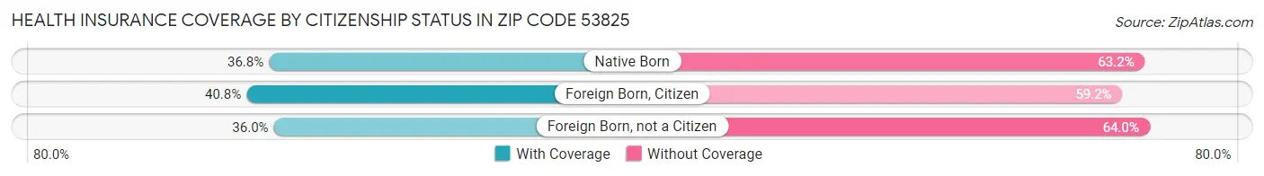 Health Insurance Coverage by Citizenship Status in Zip Code 53825