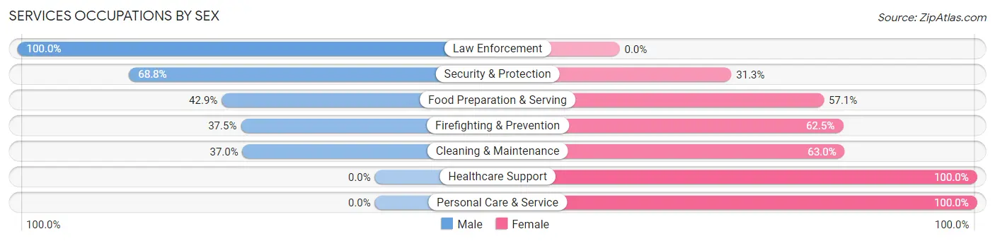 Services Occupations by Sex in Zip Code 53826