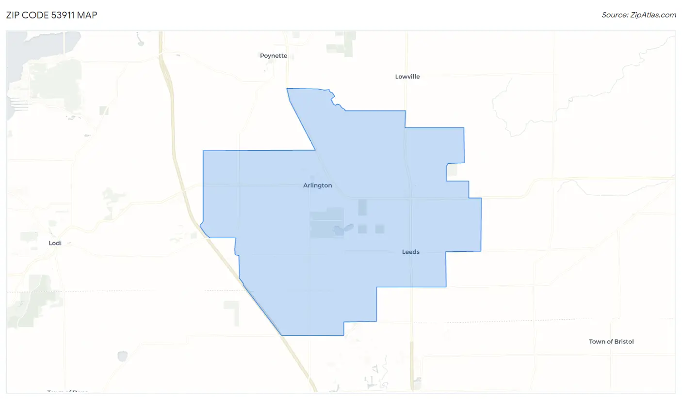 Zip Code 53911 Map