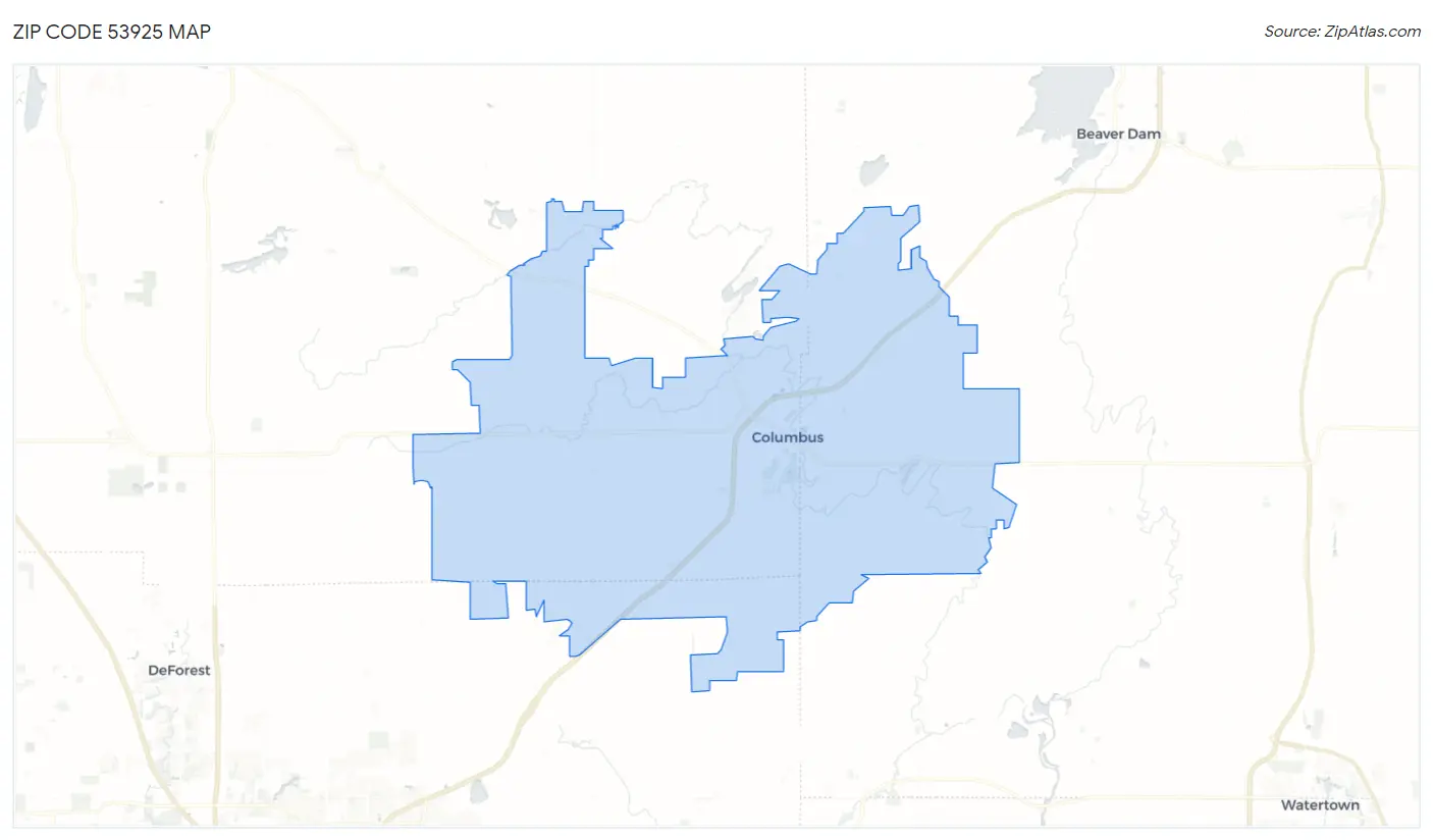 Zip Code 53925 Map