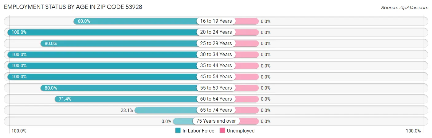 Employment Status by Age in Zip Code 53928