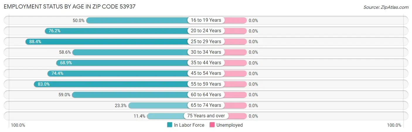 Employment Status by Age in Zip Code 53937