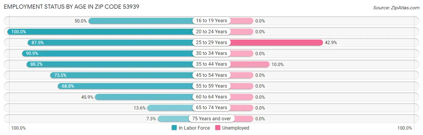 Employment Status by Age in Zip Code 53939