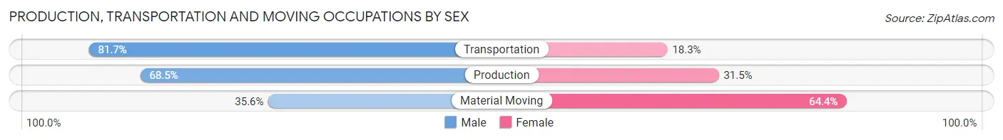 Production, Transportation and Moving Occupations by Sex in Zip Code 53951