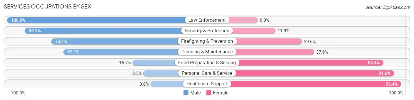 Services Occupations by Sex in Zip Code 53954