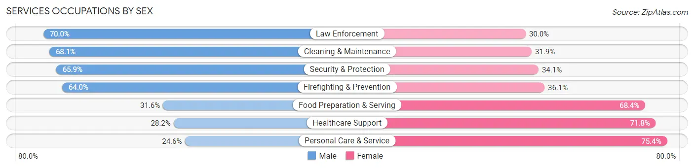 Services Occupations by Sex in Zip Code 53959