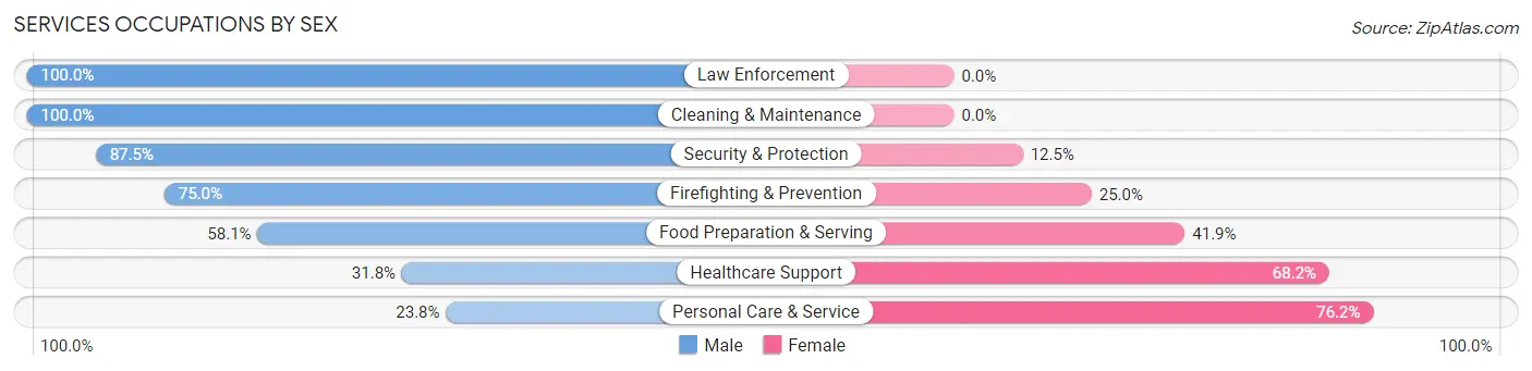 Services Occupations by Sex in Zip Code 53961