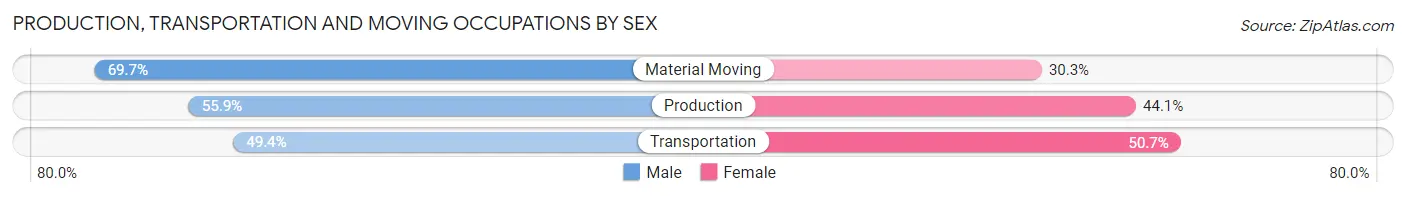 Production, Transportation and Moving Occupations by Sex in Zip Code 53964