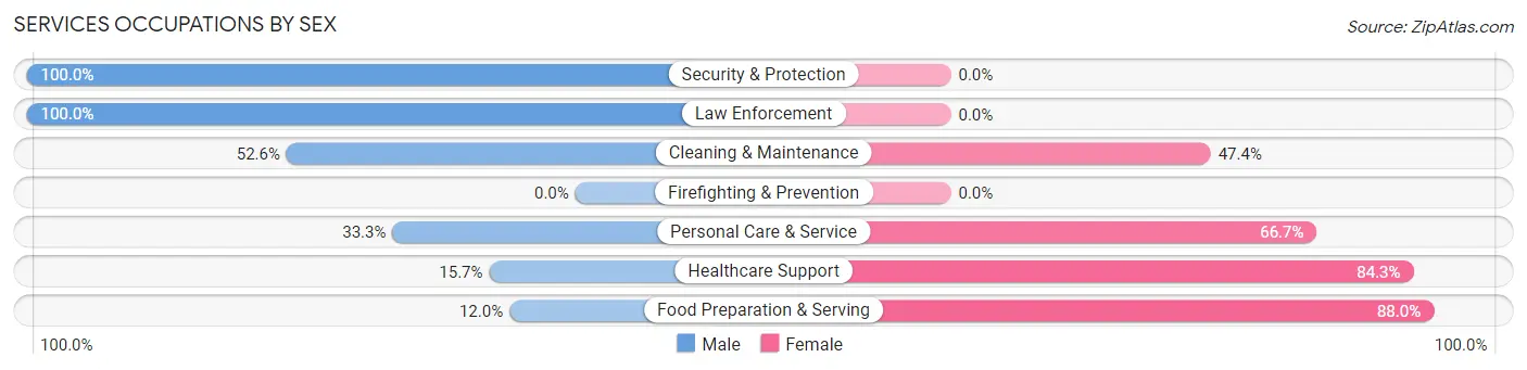 Services Occupations by Sex in Zip Code 53968