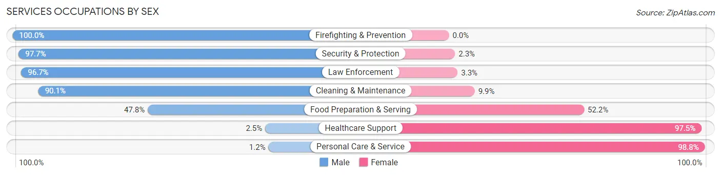 Services Occupations by Sex in Zip Code 54002