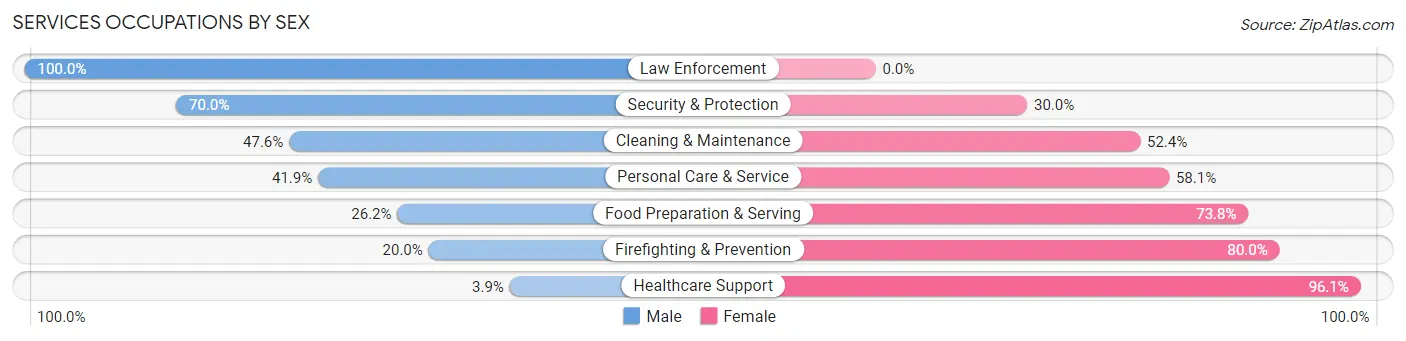 Services Occupations by Sex in Zip Code 54020