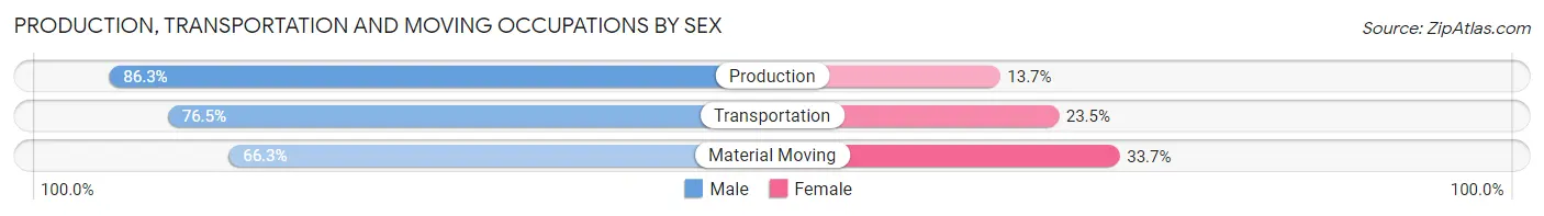 Production, Transportation and Moving Occupations by Sex in Zip Code 54106
