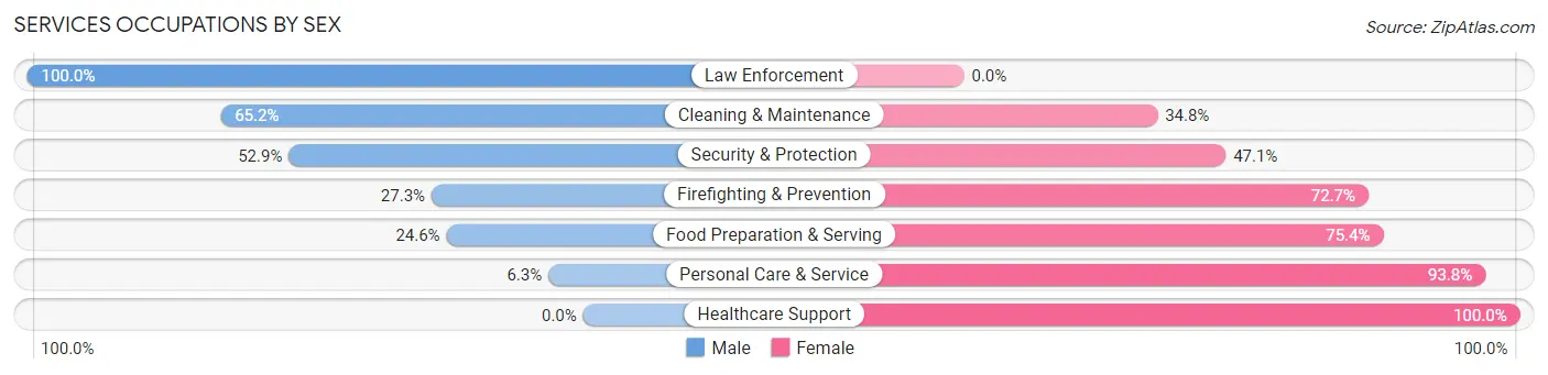 Services Occupations by Sex in Zip Code 54106