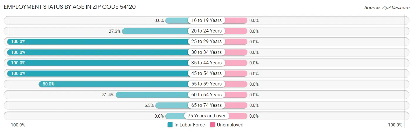 Employment Status by Age in Zip Code 54120