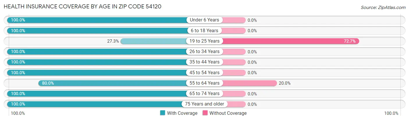 Health Insurance Coverage by Age in Zip Code 54120