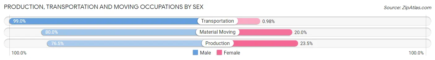 Production, Transportation and Moving Occupations by Sex in Zip Code 54121