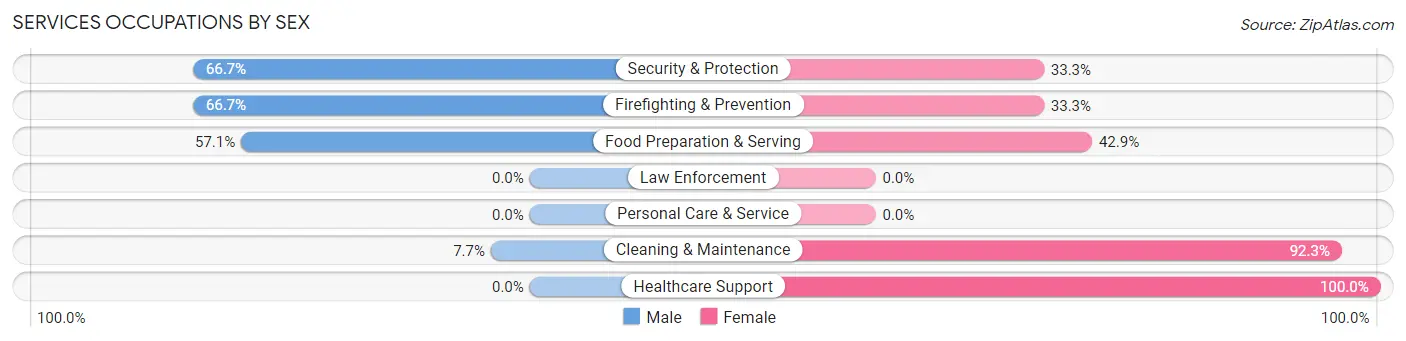 Services Occupations by Sex in Zip Code 54138